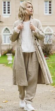 Baltic Linen Washed Linen Evita Coat Jacket Womens Size 38 Beige New Neutral